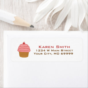Personalized Pink Cupcake Return Address Label