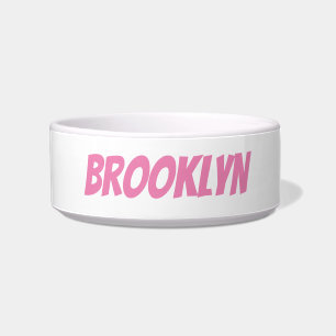 Personalized pink custom name modern typography bowl