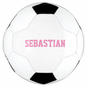 Personalized pink custom name sports team number soccer ball