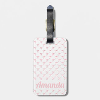 Personalized Pink Cute Coquette Bow Pattern Luggage Tag
