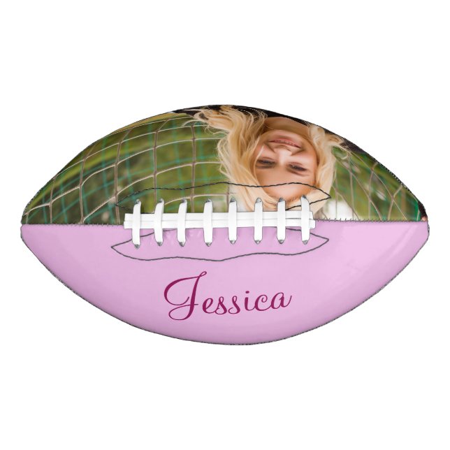 Personalized Pink Cute Girls Photo Football (Front)