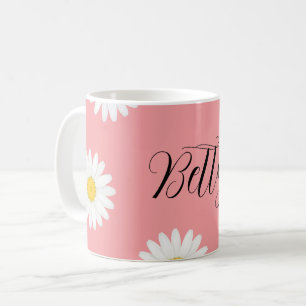 Personalized Pink Daisy Flower Coffee Mug