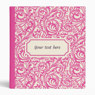 Personalized Pink Damask Pattern Binder