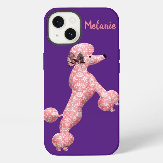 Personalized Pink Dancing Poodle Dog iPhone Case (Back)
