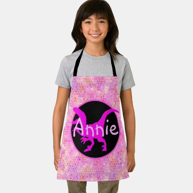 Personalized PInk Dinosaur Hide Apron (Insitu)