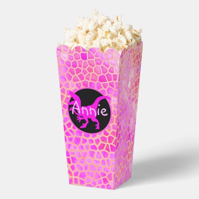 Personalized Pink Dinosaur Hide  Favor Box (Popped)