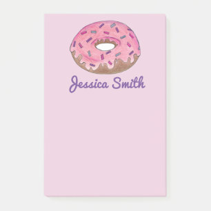 Personalized Pink Doughnut Doughnut Sprinkles Food Post-it Notes