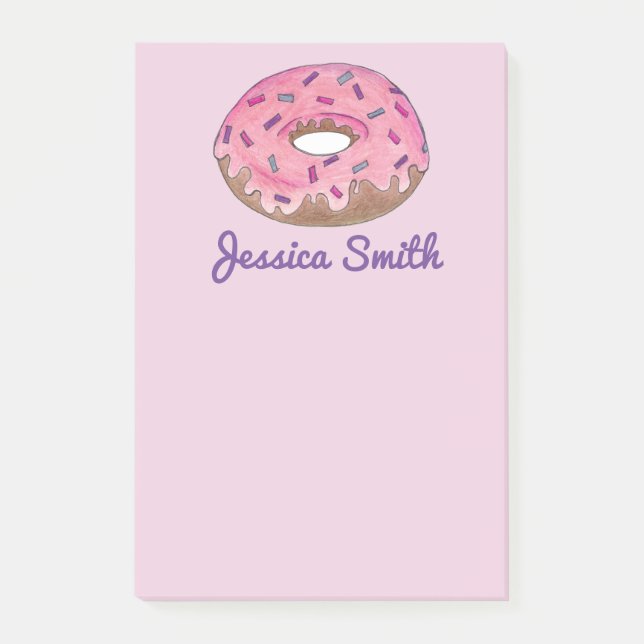 Personalized Pink Doughnut Doughnut Sprinkles Food Post-it Notes (Front)