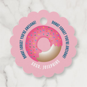 Personalized Pink Doughnut Gift Tags with a Sweet 