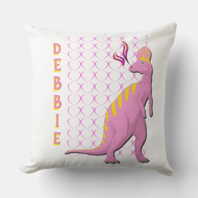 Personalized Pink Dragon Throw Pillow (Front)