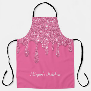 Personalized Pink Dripping Glitter Apron