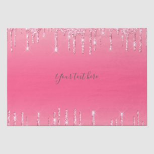 Personalized Pink Dripping Glitter Girly Trendy Tissue Paper
