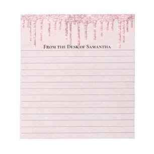 Personalized Pink Dripping Glitter Trendy Lined  Notepad