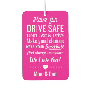 Personalized Pink Drive Safe Reminder for Daughter Air Freshener