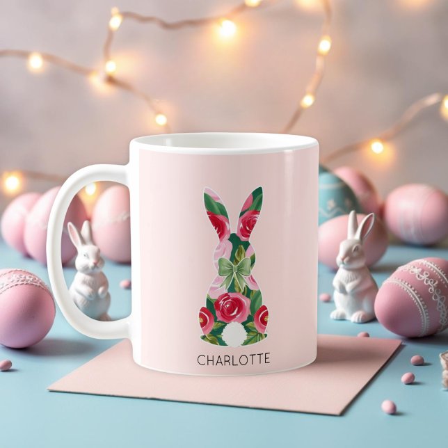 Personalized Pink Easter Bunny Mug  (Personalized Pink Easter Bunny Mug)