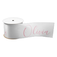 Personalized Pink Elegant Name Modern Satin Ribbon