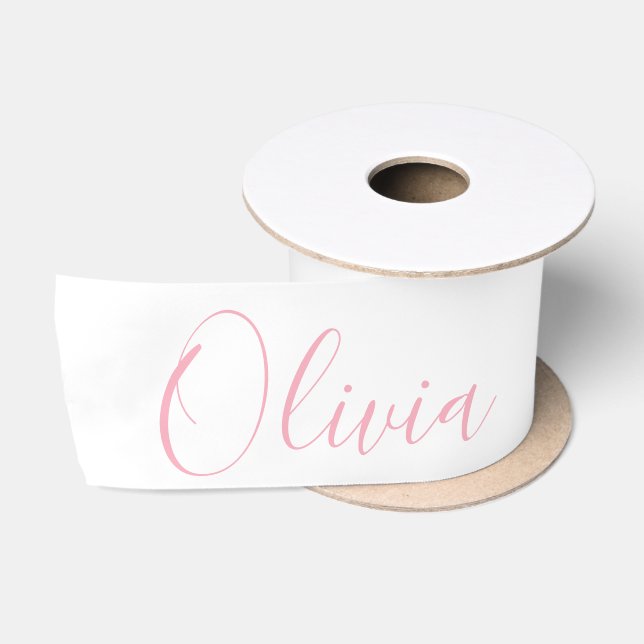 Personalized Pink Elegant Name Modern Satin Ribbon (Spool)