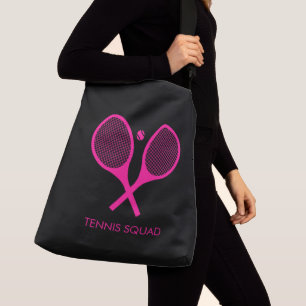 Personalized Pink Elegant Tennis Large Black Crossbody Bag