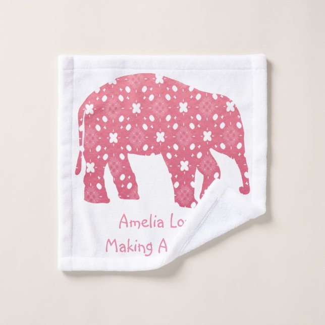 Personalized Pink Elephant  Wash Cloth (Wash Cloth)