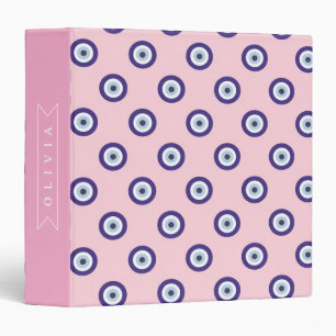 Personalized Pink Evil Eye Pattern Gifts With Name Binder