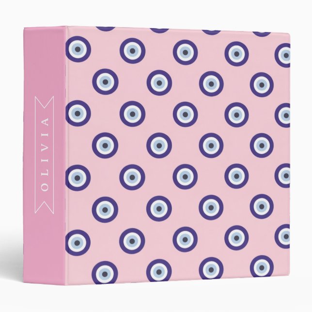 Personalized Pink Evil Eye Pattern Gifts With Name Binder (Front/Spine)
