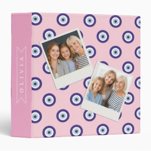 Personalized Pink Evil Eye Pattern Gifts With Name Binder