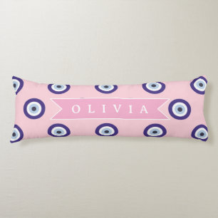 Personalized Pink Evil Eye Pattern Gifts With Name Body Pillow