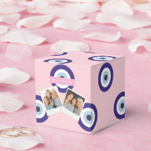 Personalized Pink Evil Eye Pattern Gifts With Name Favor Box