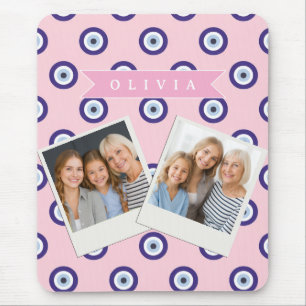 Personalized Pink Evil Eye Pattern Gifts With Name Mouse Pad