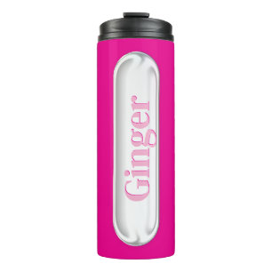 Personalized Pink Faux Glass Name Plate Thermal Tumbler