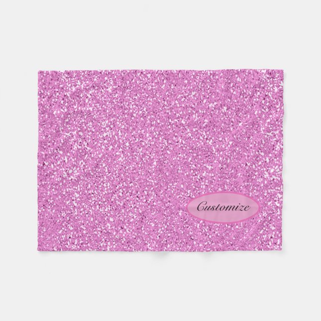Personalized Pink Faux Glitter Fleece Blanket (Front (Horizontal))