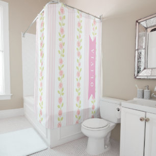 Personalized pink feminine coquette floral striped