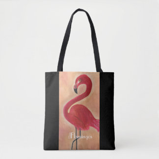 Personalized Pink Flamingo Art Tote Bag