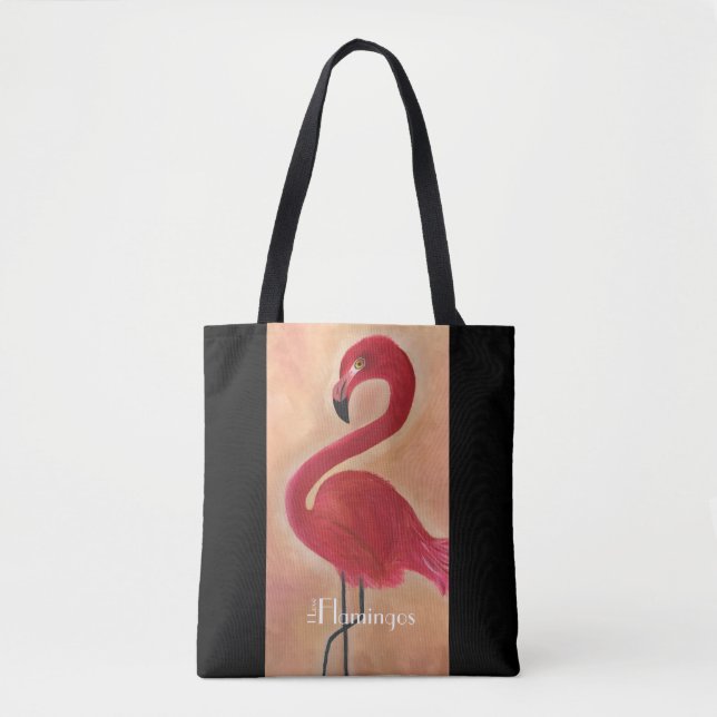 Personalized Pink Flamingo Art Tote Bag (Front)