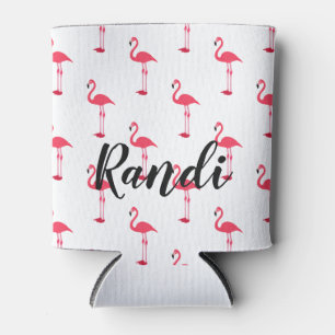 Personalized Pink Flamingo Can Cooler