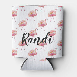 Personalized Pink Flamingo Can Cooler