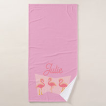 Personalized Pink Flamingo Mid-Century Modern Towe