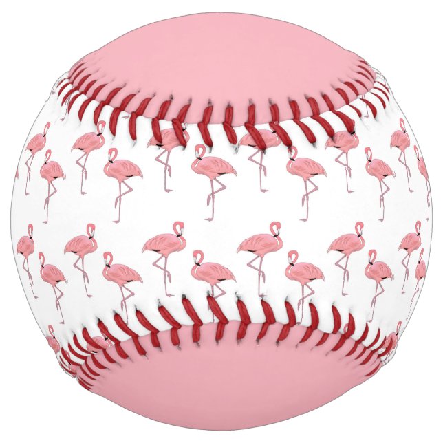 Personalized Pink Flamingo Pattern Trendy Softball (Front)