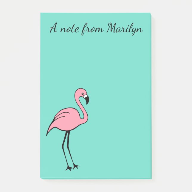 Personalized Pink Flamingo Post It Notes Gift (Front)