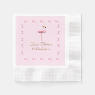 Personalized Pink Flamingo Themed Napkin