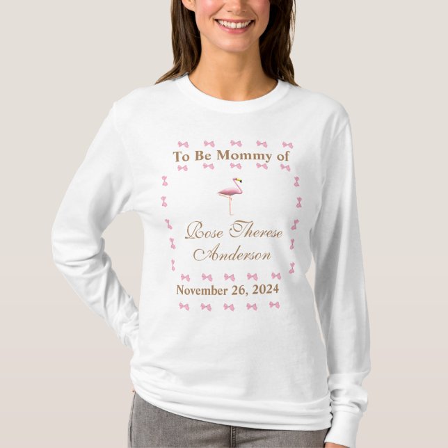 Personalized Pink Flamingo Themed T-Shirt (Front)