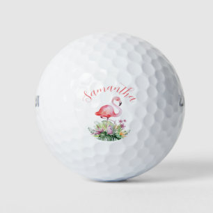 Personalized Pink Flamingo Tropical  Golf Balls