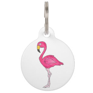 Personalized Pink Flamingo Tropical Island Bird Pet Tag