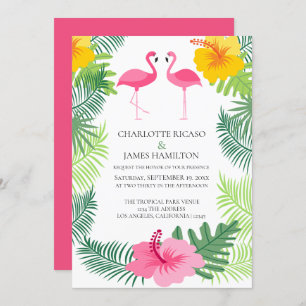 Personalized Pink Flamingo Tropical Wedding Invitation