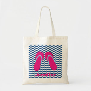 Personalized Pink Flip Flop Sandals Tote Bag