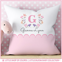 Personalized Pink Floral Baby Name Pillow for Girl