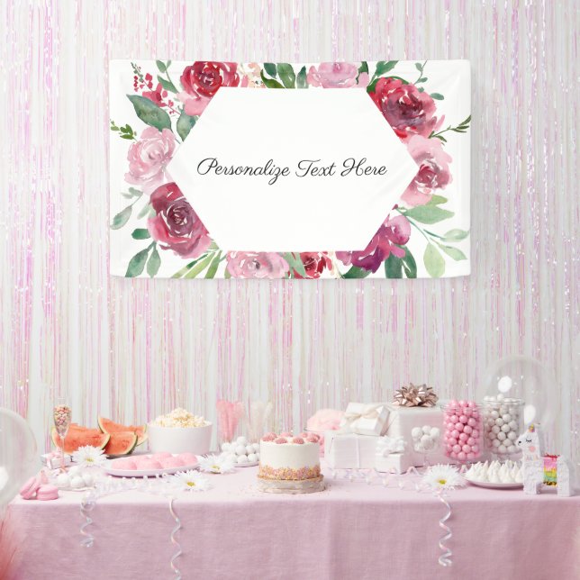 Personalized Pink Floral Banner  (Party)