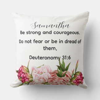 Personalized pink floral bible verse Christian  Throw Pillow