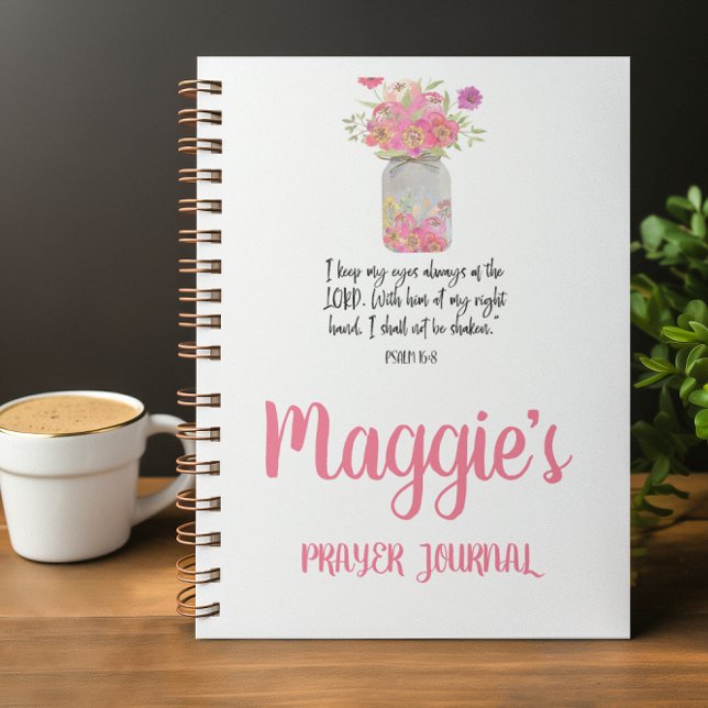 Personalized  Pink floral Bible Verse Spiral  Notebook (Creator Uploaded)