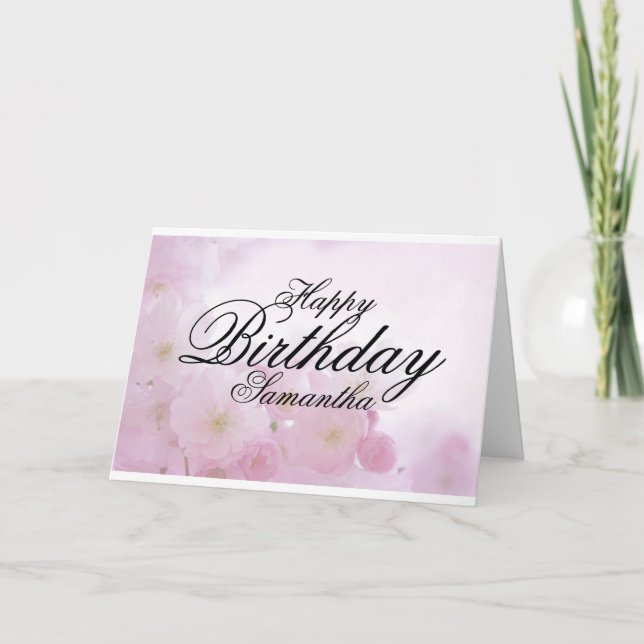 Personalized Pink Floral Birthday Card (Front)